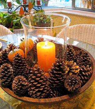 Pine cone arrangements for Thanksgiving